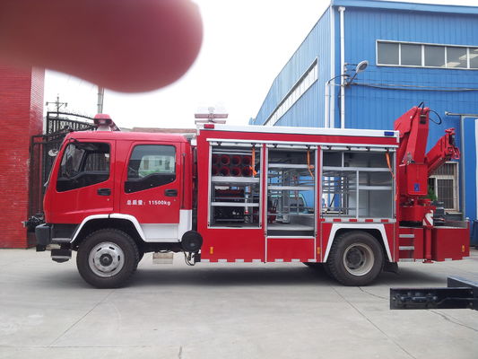 Heavy Duty Emergency Rescue Fire Truck 177kw 4x2 Euro 4 With 5T Crane