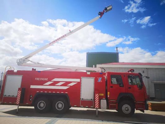 HOWO 336KW Water Tower Fire Truck 10 Wheeled With 10000L Water Capacity